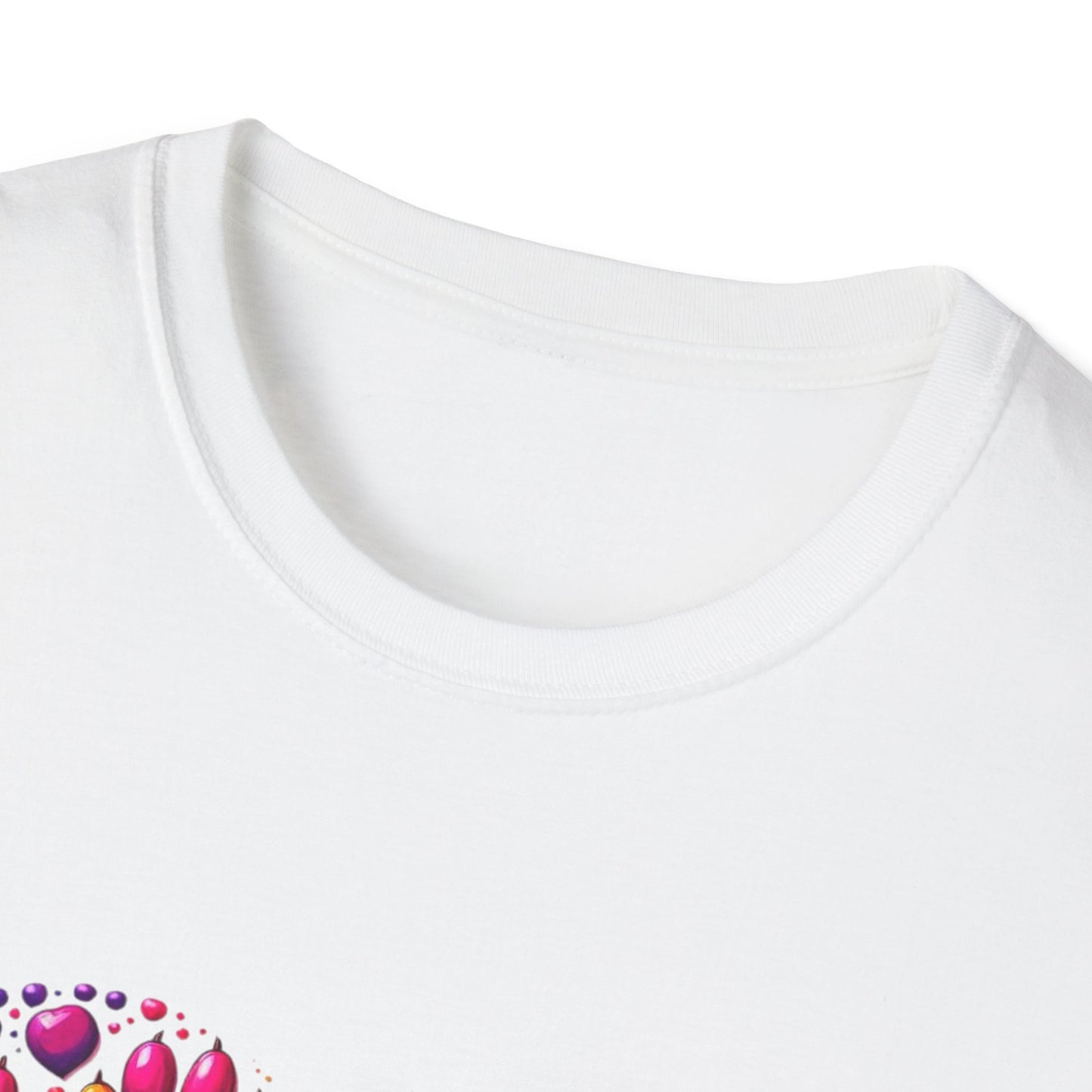 Colorful Paw Print Heart Shaped Dripping T-Shirt