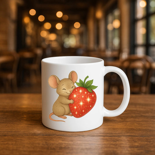 Cute Strawberry and Mouse Ceramic Mug