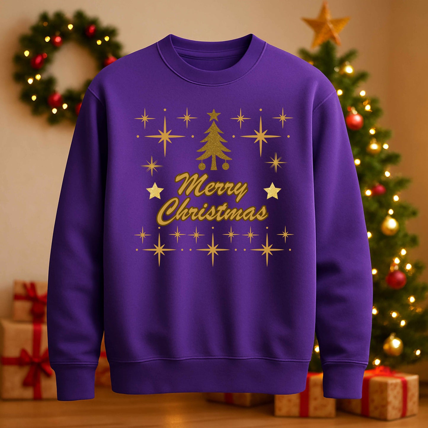 Merry Christmas Gold Tree Sweatshirt