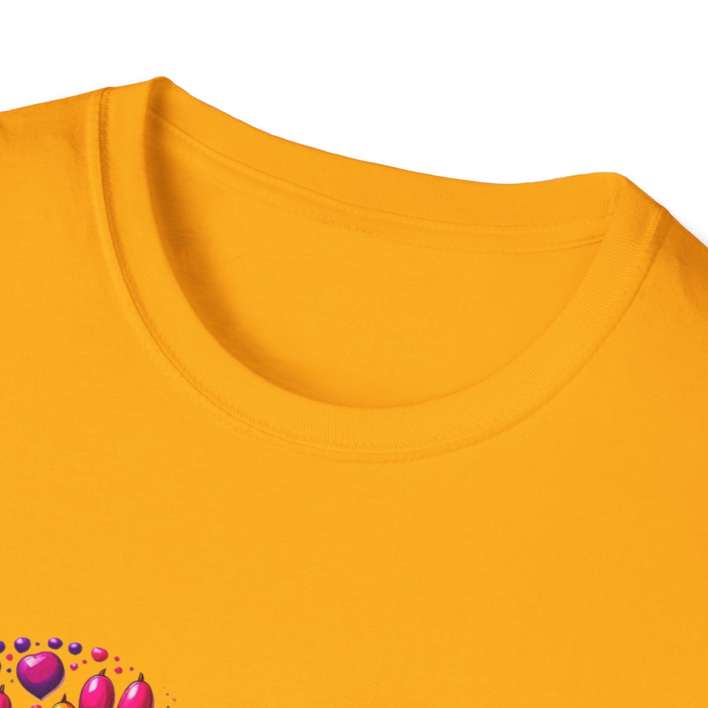 Colorful Paw Print Heart Shaped Dripping T-Shirt