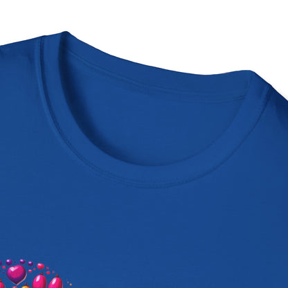 Colorful Paw Print Heart Shaped Dripping T-Shirt
