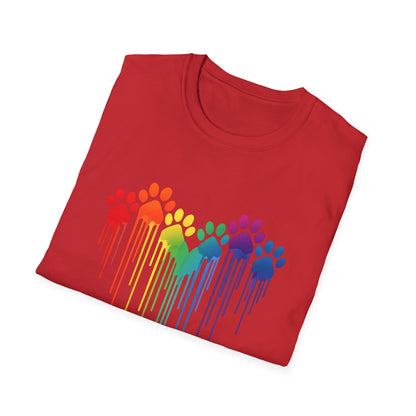 Colorful Heart Shaped Dog Paws T-Shirt