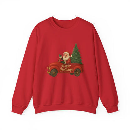 Santa’s Sparkly Red Truck “Happy Holidays” Sweatshirt