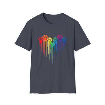 Colorful Heart Shaped Dog Paws T-Shirt