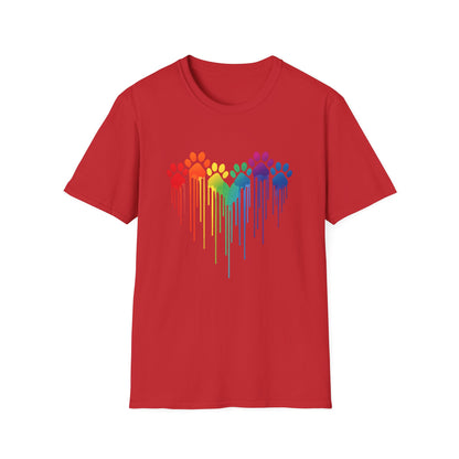 Colorful Heart Shaped Dog Paws T-Shirt