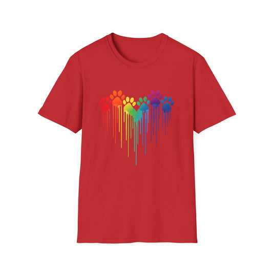 Colorful Heart Shaped Dog Paws T-Shirt