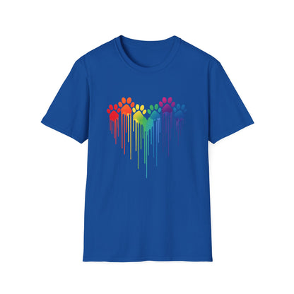 Colorful Heart Shaped Dog Paws T-Shirt
