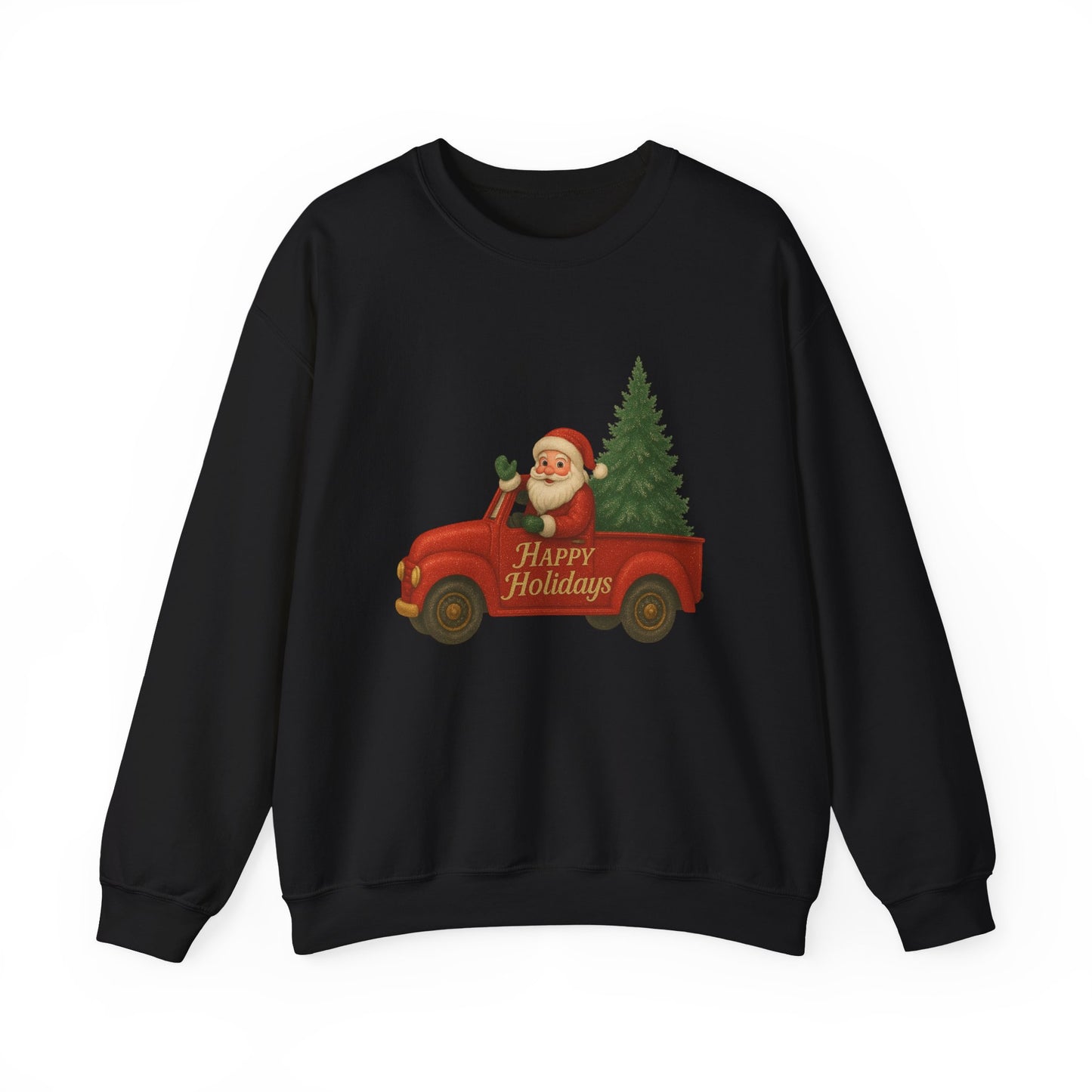 Santa’s Sparkly Red Truck “Happy Holidays” Sweatshirt