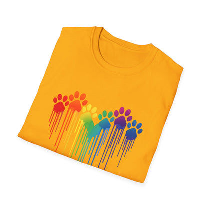 Colorful Heart Shaped Dog Paws T-Shirt