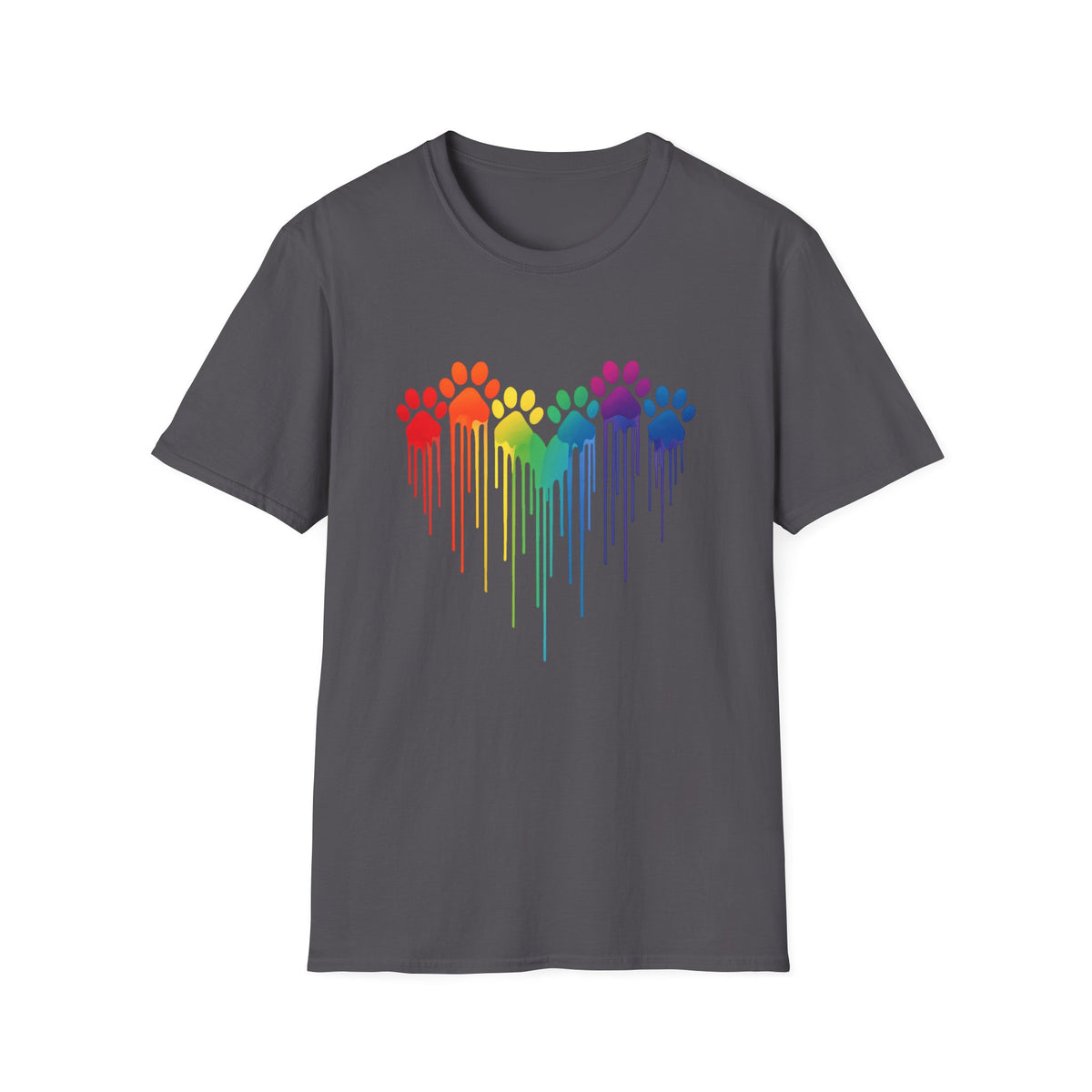 Colorful Heart Shaped Dog Paws T-Shirt
