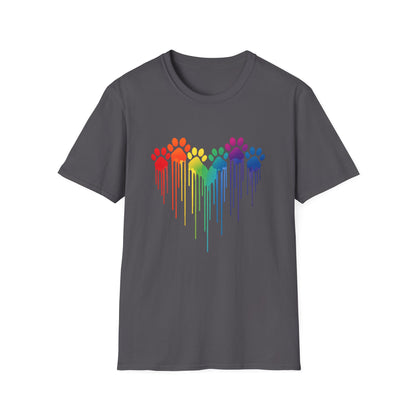 Colorful Heart Shaped Dog Paws T-Shirt