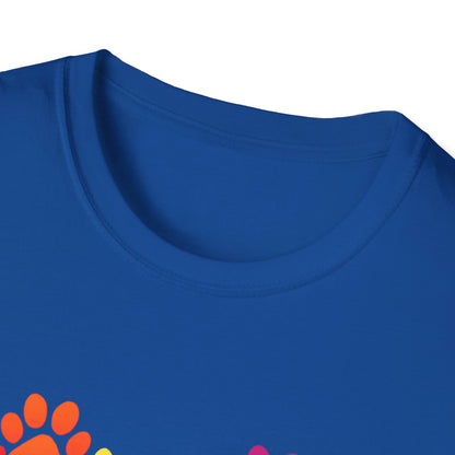 Colorful Heart Shaped Dog Paws T-Shirt