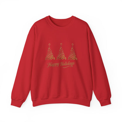 Elegant Gold “Happy Holidays” Christmas Tree Sweatshirt