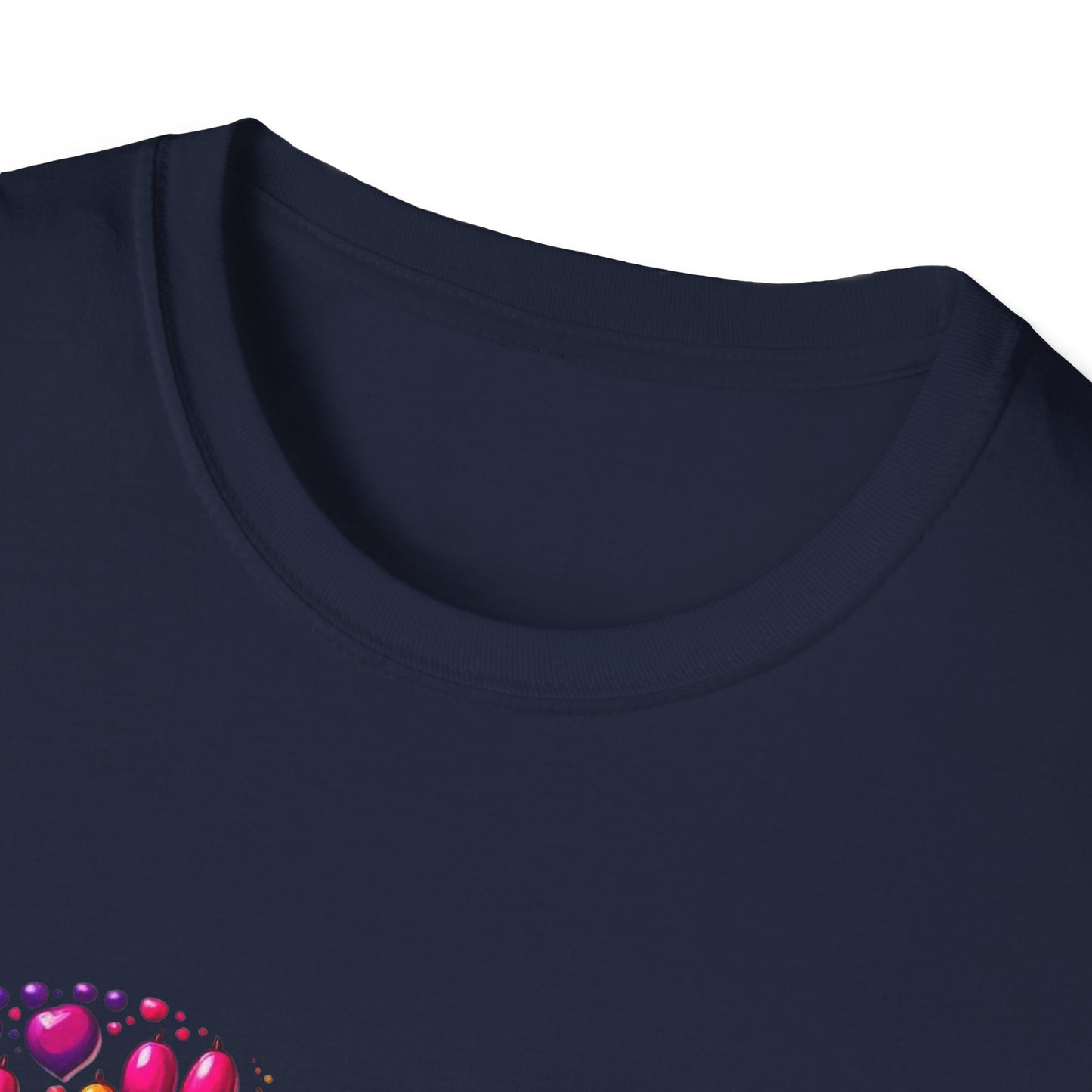 Colorful Paw Print Heart Shaped Dripping T-Shirt