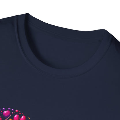 Colorful Paw Print Heart Shaped Dripping T-Shirt