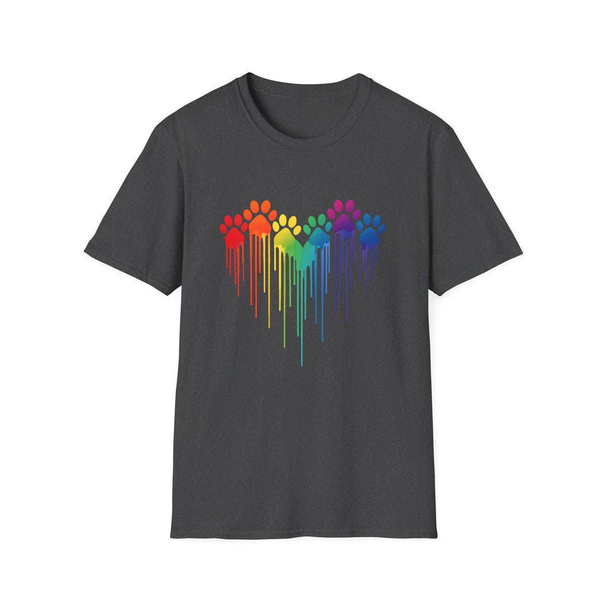 Colorful Heart Shaped Dog Paws T-Shirt