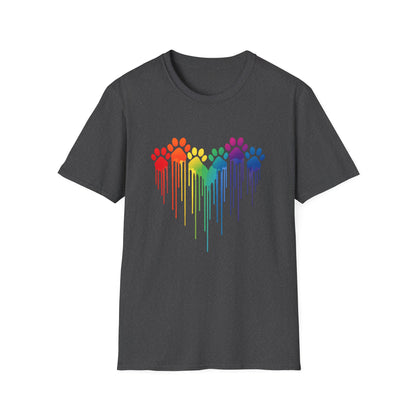 Colorful Heart Shaped Dog Paws T-Shirt