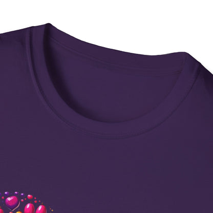 Colorful Paw Print Heart Shaped Dripping T-Shirt