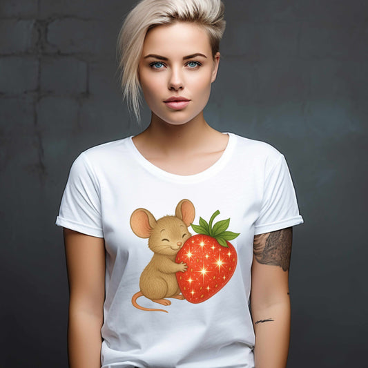 Mouse Hugging Strawberry T-Shirt