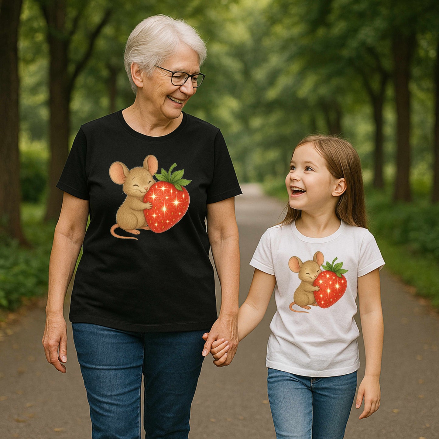 Mouse Hugging Strawberry T-Shirt