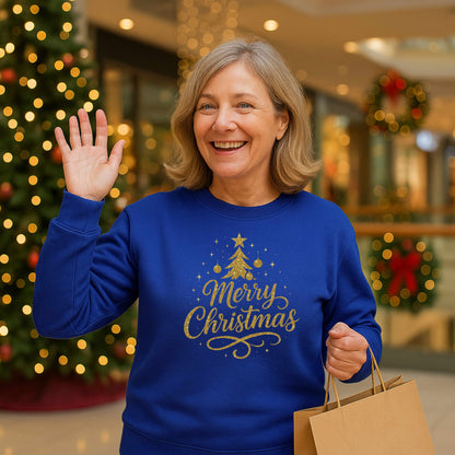Elegant Gold Sparkle Merry Christmas Sweatshirt