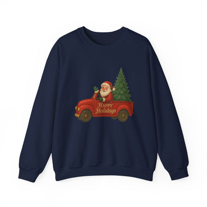 Santa’s Sparkly Red Truck “Happy Holidays” Sweatshirt