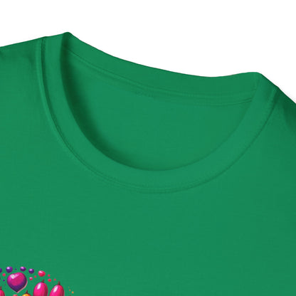 Colorful Paw Print Heart Shaped Dripping T-Shirt
