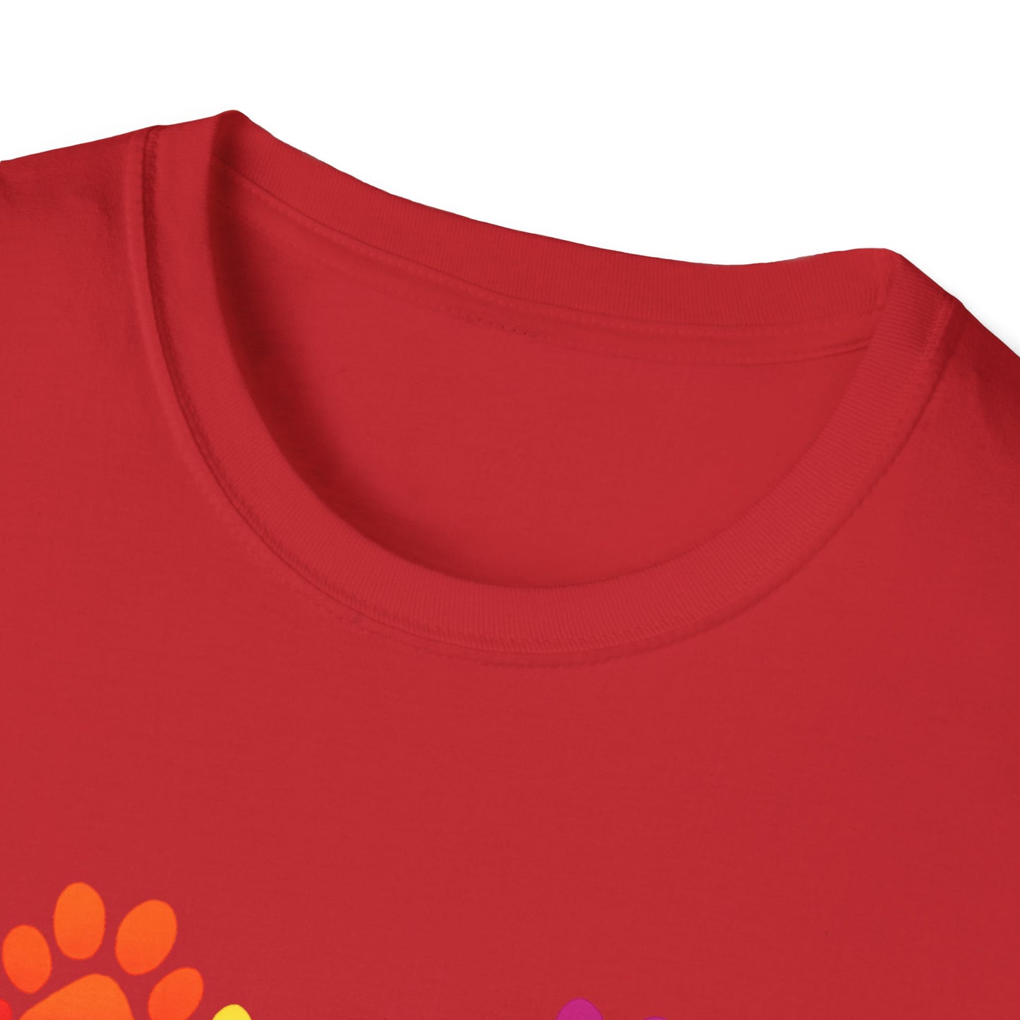 Colorful Heart Shaped Dog Paws T-Shirt