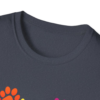 Colorful Heart Shaped Dog Paws T-Shirt