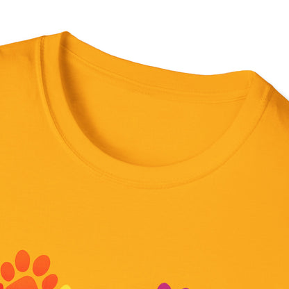 Colorful Heart Shaped Dog Paws T-Shirt
