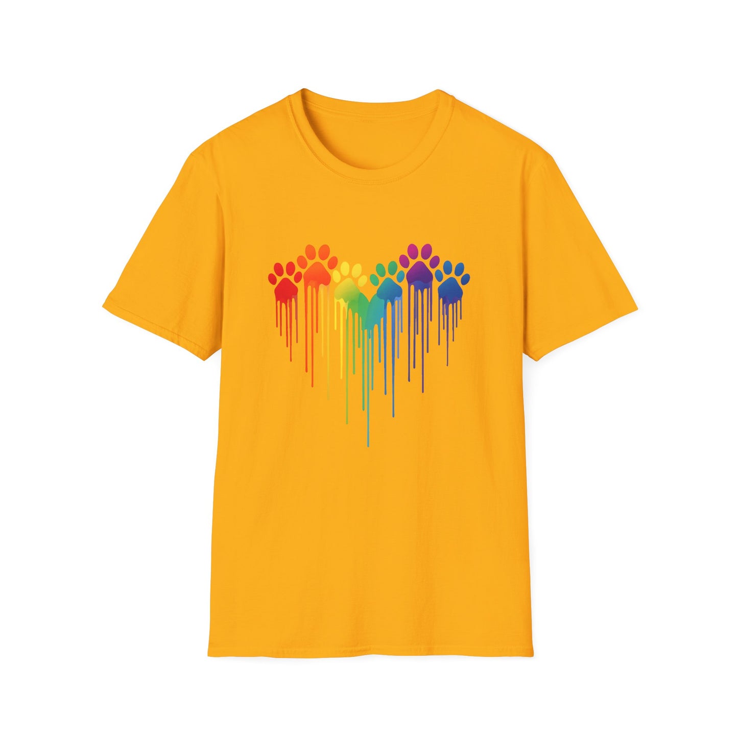Colorful Heart Shaped Dog Paws T-Shirt