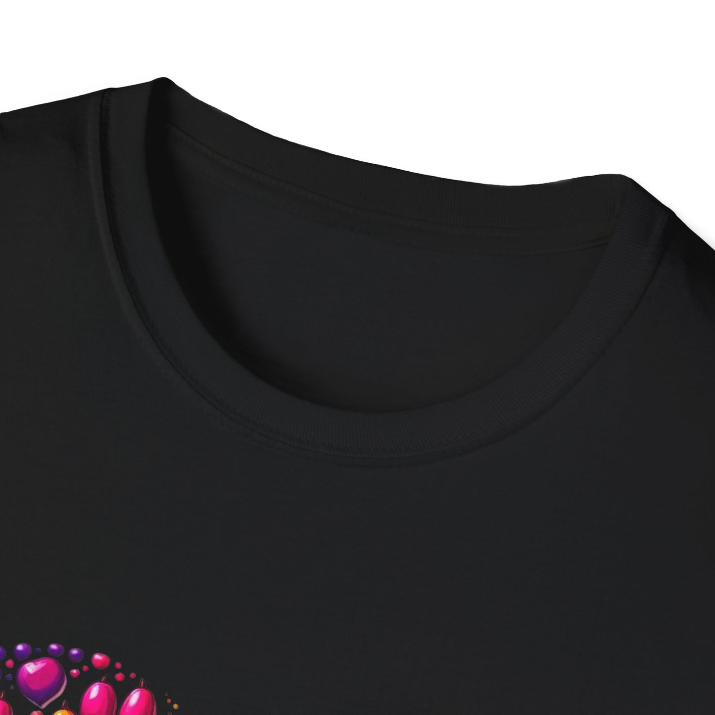 Colorful Paw Print Heart Shaped Dripping T-Shirt