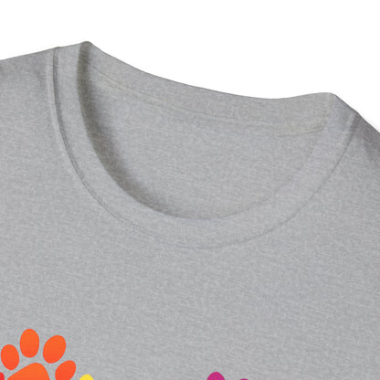 Colorful Heart Shaped Dog Paws T-Shirt