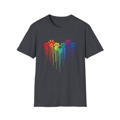 Colorful Heart Shaped Dog Paws T-Shirt