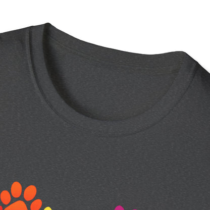 Colorful Heart Shaped Dog Paws T-Shirt