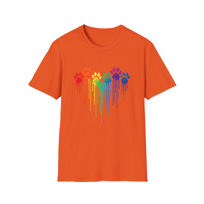 Colorful Heart Shaped Dog Paws T-Shirt