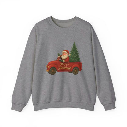 Santa’s Sparkly Red Truck “Happy Holidays” Sweatshirt