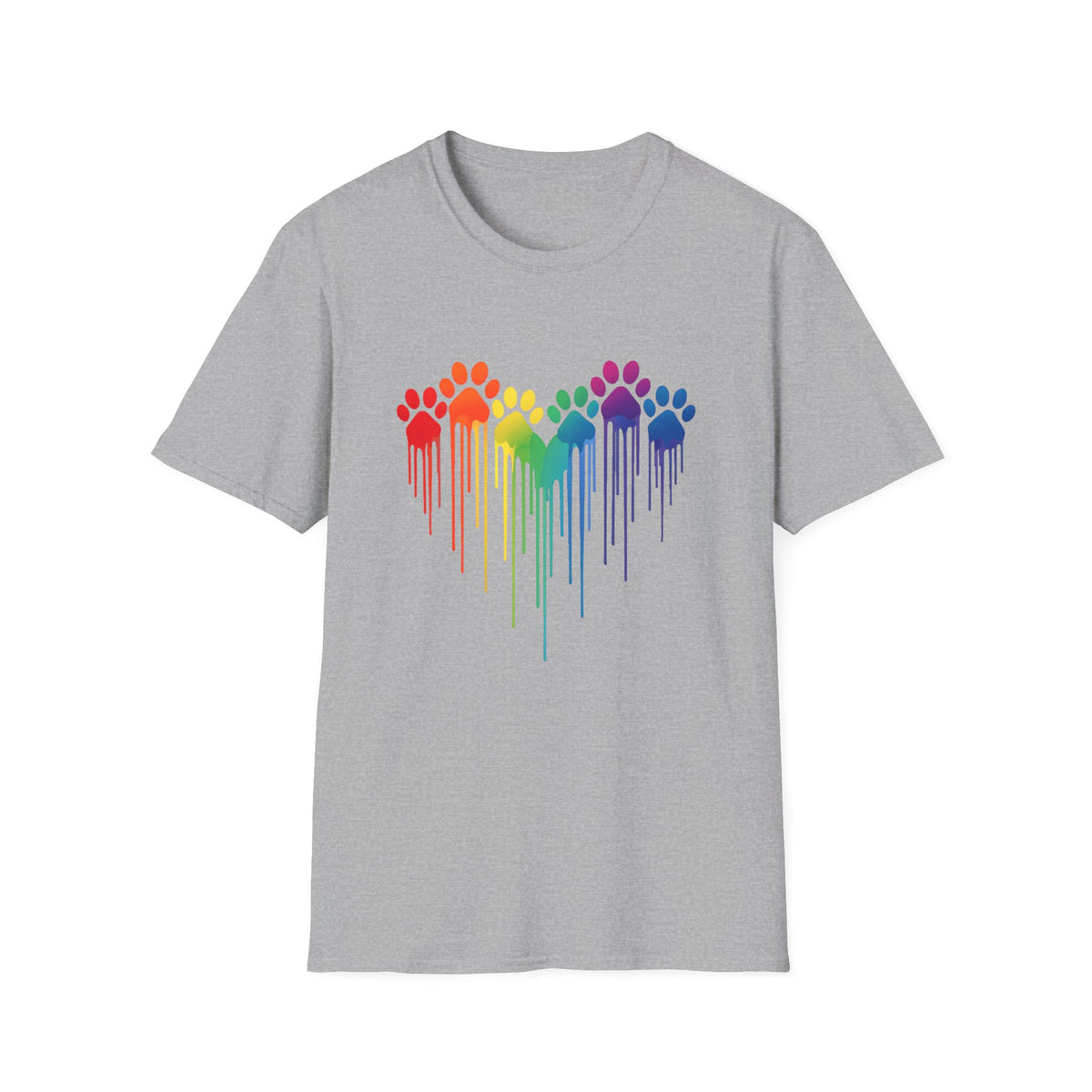 Colorful Heart Shaped Dog Paws T-Shirt