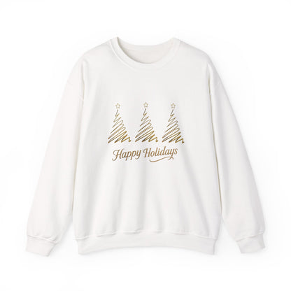 Elegant Gold “Happy Holidays” Christmas Tree Sweatshirt