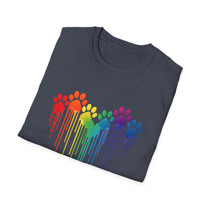 Colorful Heart Shaped Dog Paws T-Shirt