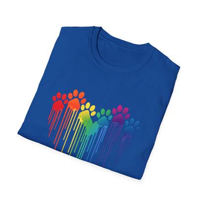 Colorful Heart Shaped Dog Paws T-Shirt